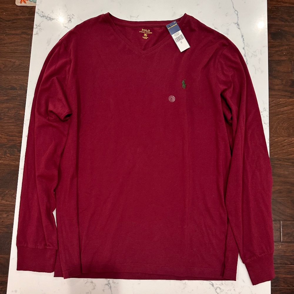 NWT!! Men's V-Neck Ralph Lauren Long Sleeve, XL